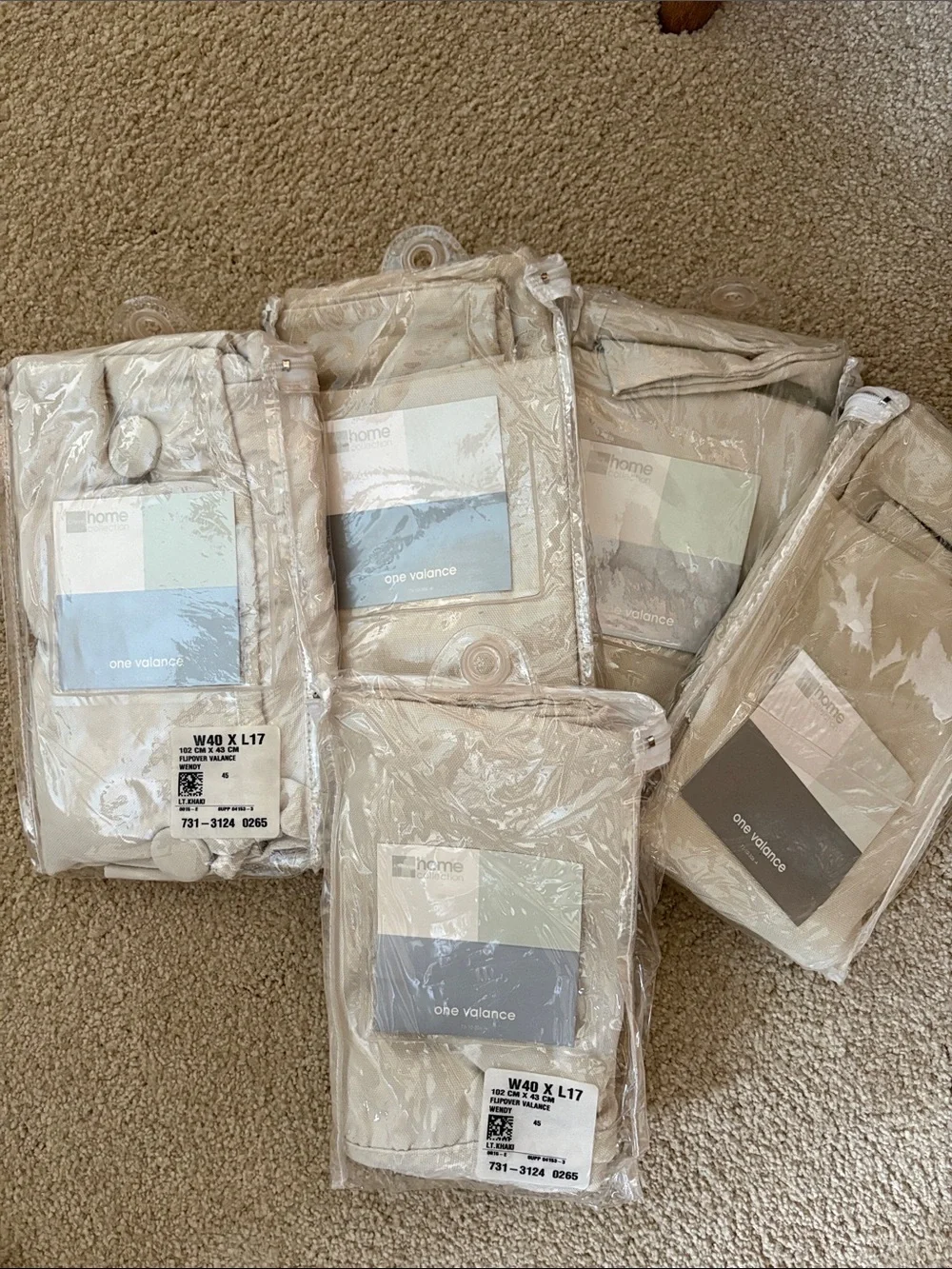 8 Home Valance Set in Beige or Lt. Khaki - Neutral Window Valance